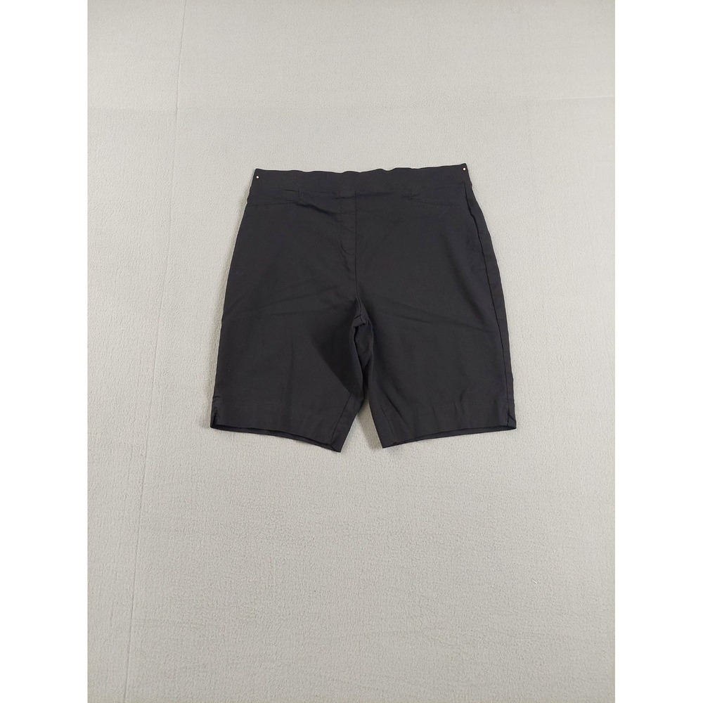 Calvin Klein Women Bermuda Shorts L Black Pull On Hi Rise Waistband Summer Comfy